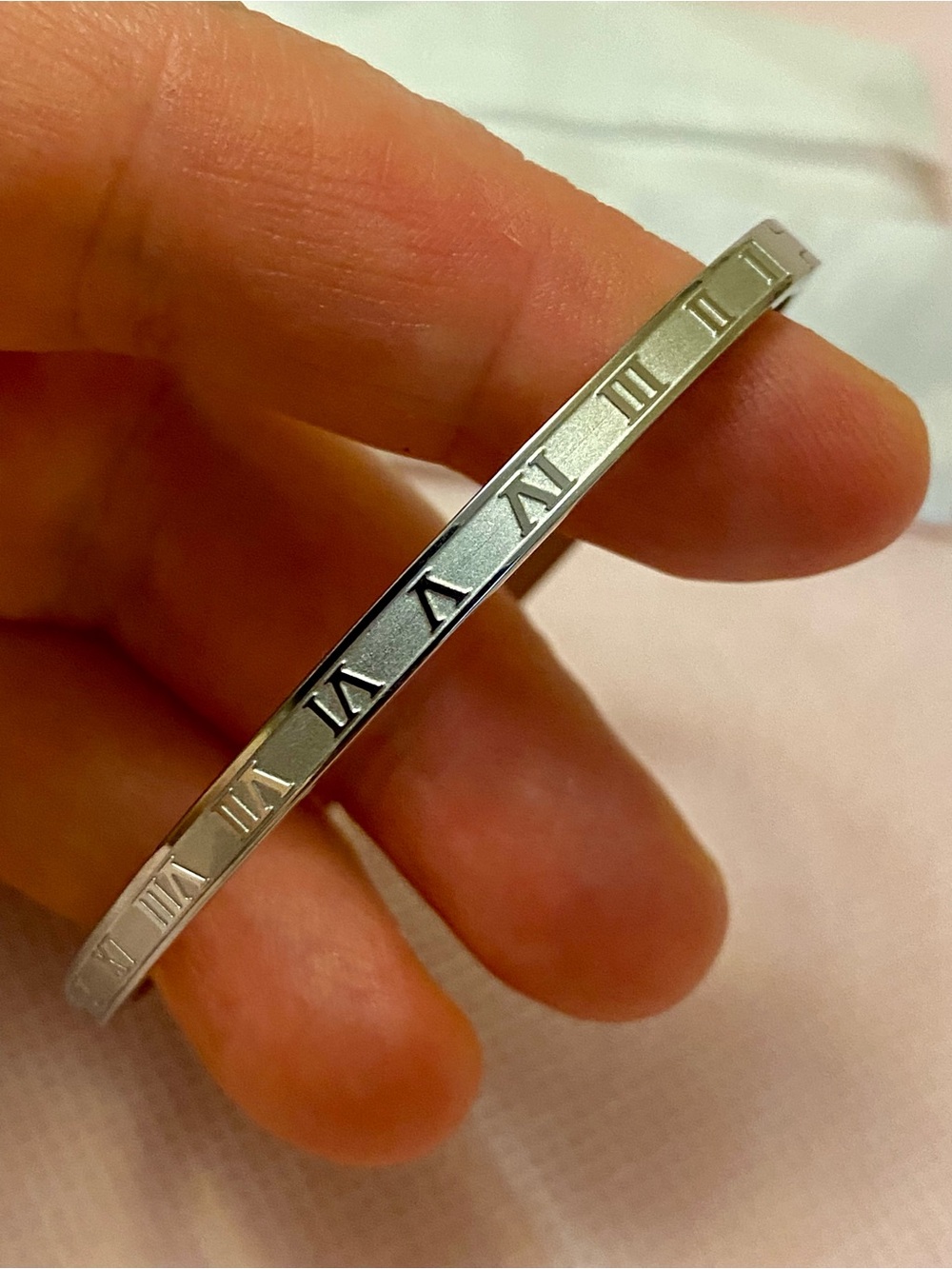 Silver Roman Numeral Bangle Bracelet